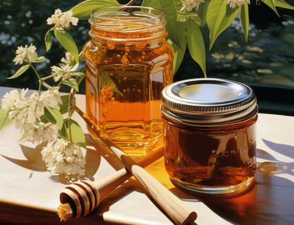 a jar with cinnamon and honey