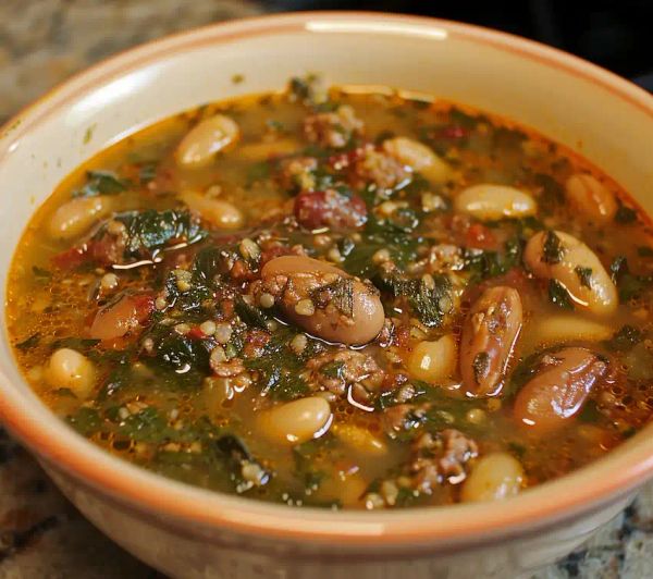 lambs quarters and white bean soup