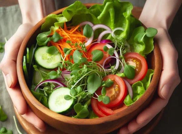 Salad Garnished with Purslane