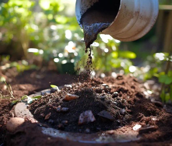 compost tea spread on the soil