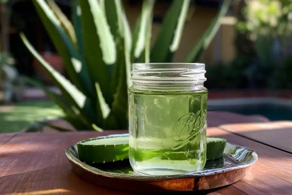 a jar with aloevera gel