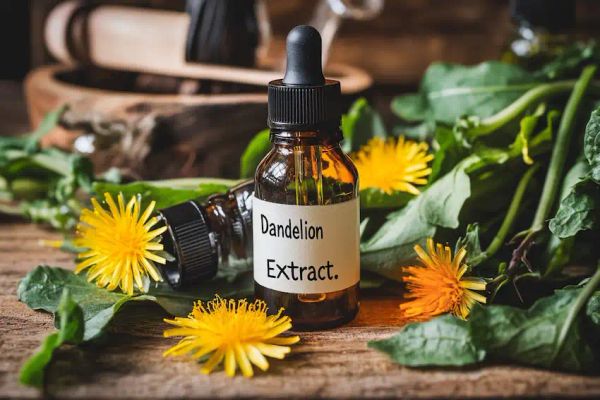 bottle filled with dandelion extract