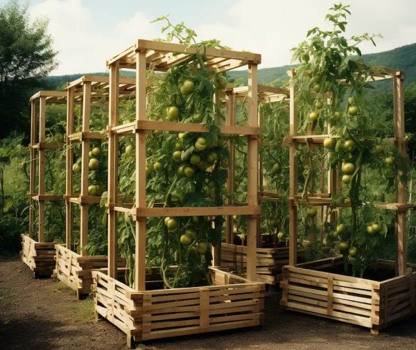 Wooden Support Cages for Tomato Plants