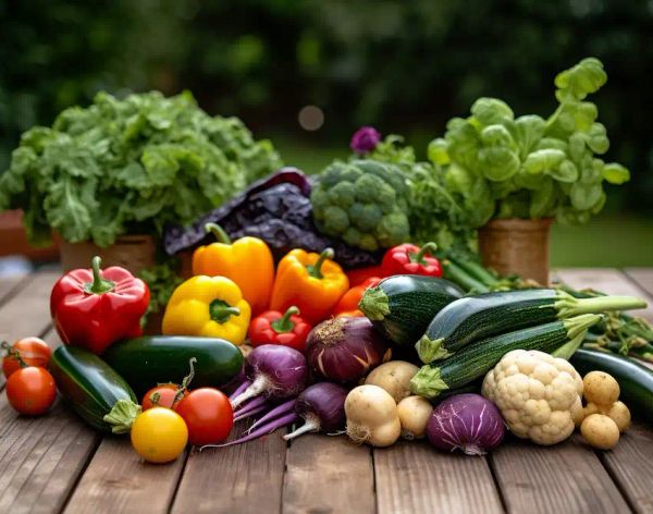 vegetables on the garden table