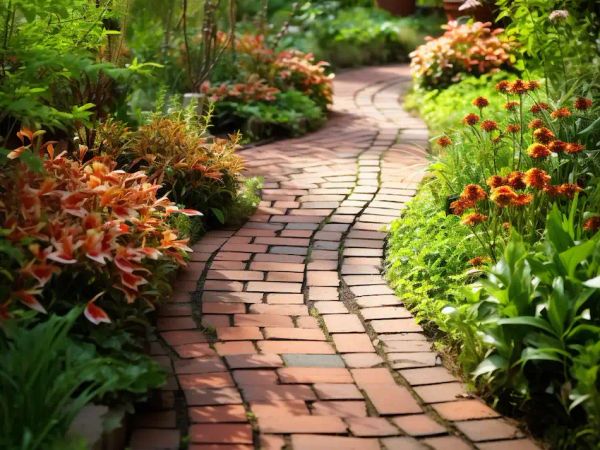 building a brick walkway in the garden