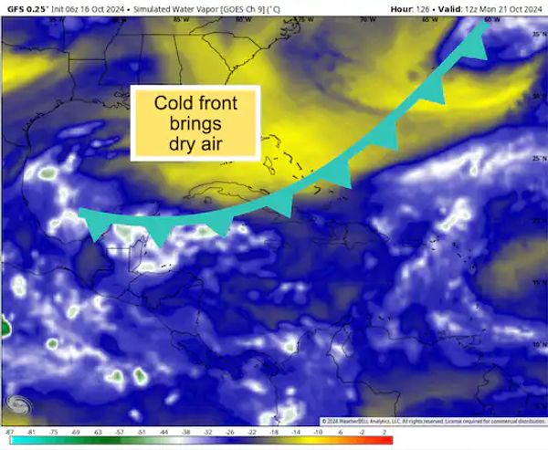 A cold front sags southeast over the weekend into early next week.