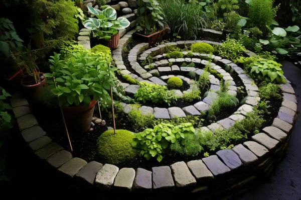 stone spiral herb garden